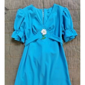 Vintage 1960s House Of Nu-Mode Toronto Blue Polyester Sundress Women's sz S